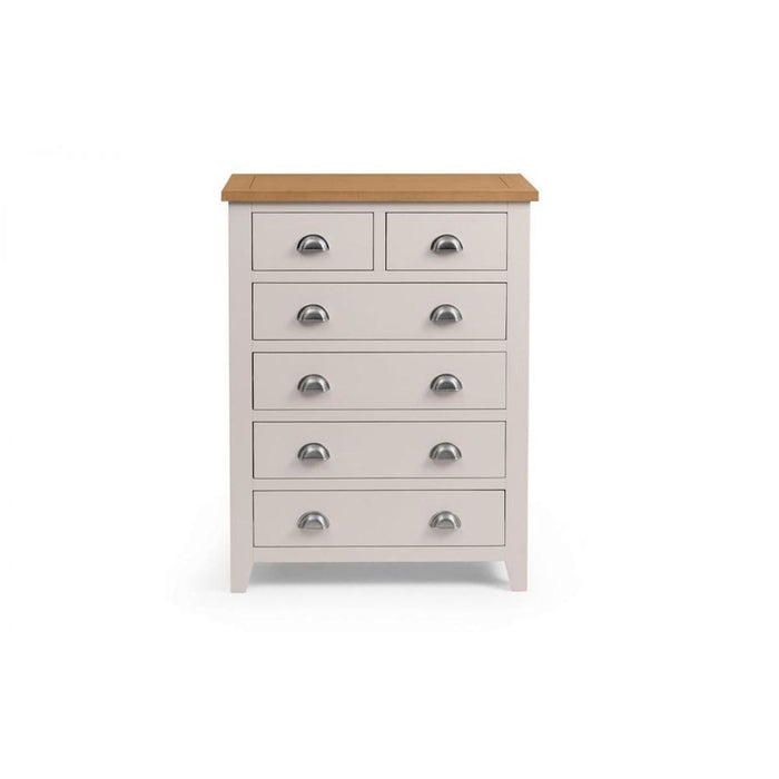 Richmond 4+2 Drawer Chest Unit Elephant Grey with Pale Oak Top