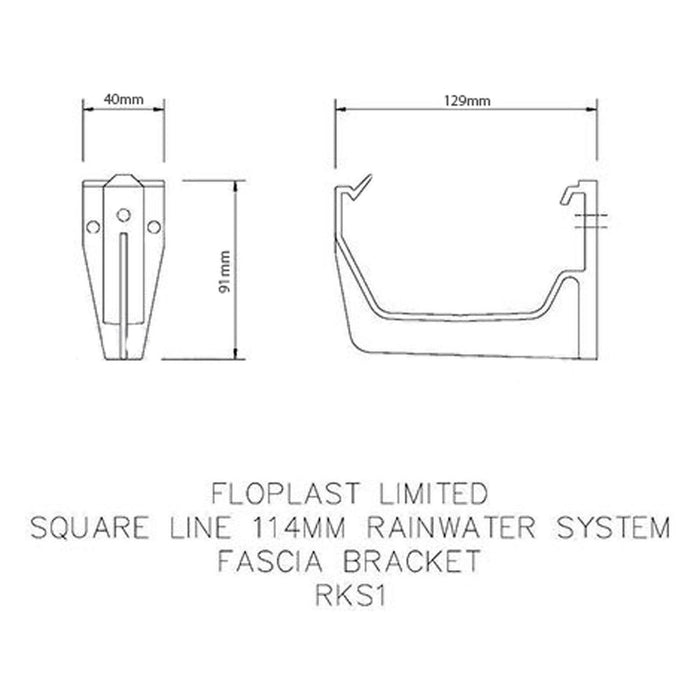 FloPlast RKS1W Square Line Fascia Bracket in White 114mm