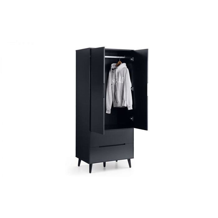 Alicia Wardrobe Anthracite and Black (2 Door 2 Drawer)