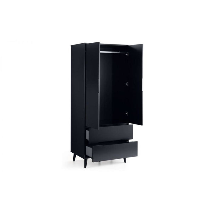 Alicia Wardrobe Anthracite and Black (2 Door 2 Drawer)