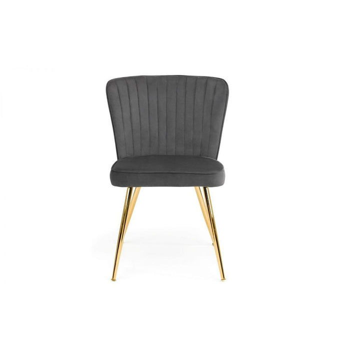 Cannes Dining Chair Grey Velvet & Gold Coloured Legs