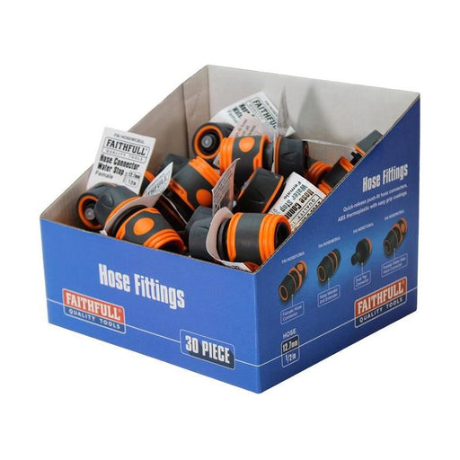 Faithfull Plastic Water Stop Hose Connector 1/2in (Box 30) Faithfull - Town Tools