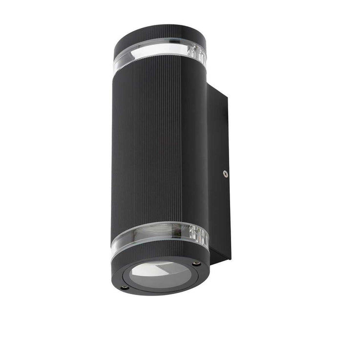 Helix LED GU10 Up/Down Wall Light with Ribbed Black Finish (2 Bulbs)