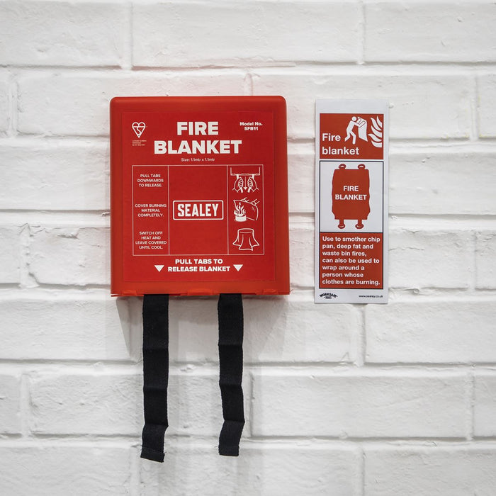 Sealey Safe Conditions Safety Sign Fire Blanket Rigid Plastic Pack of 10