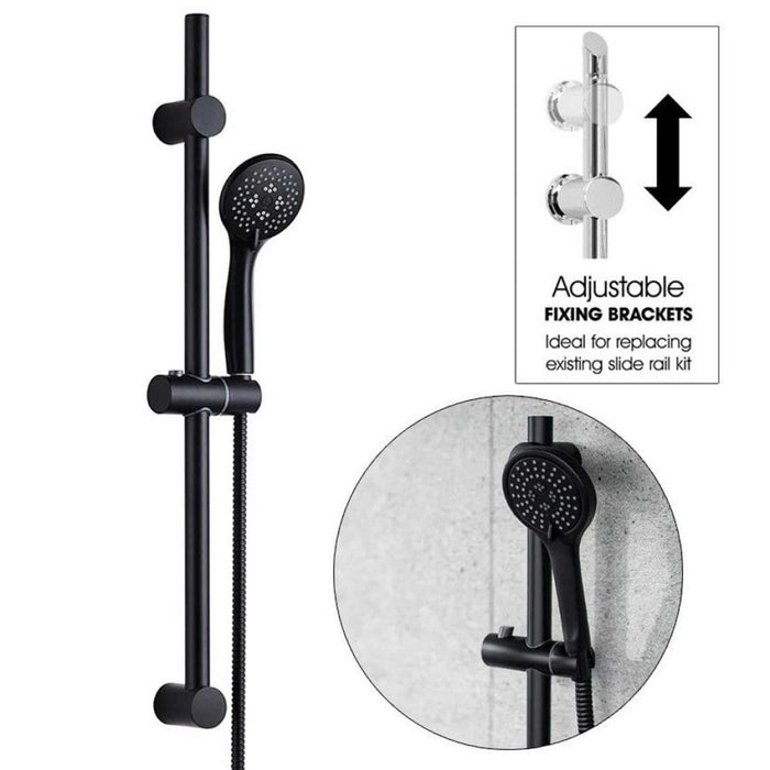 AG Serena Black Shower Riser Rail Kit with Head and Hose