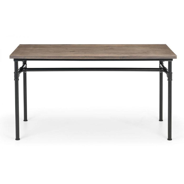 Carnegie Dining Table Mocha Elm Top with Black Pipe Legs