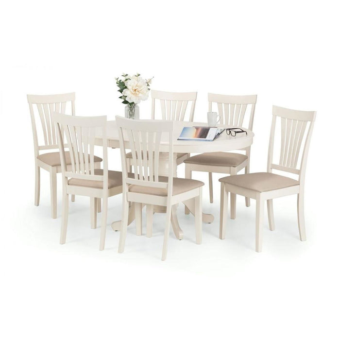 Stanmore Ivory Dining Chair with Taupe Linen Seat Pad