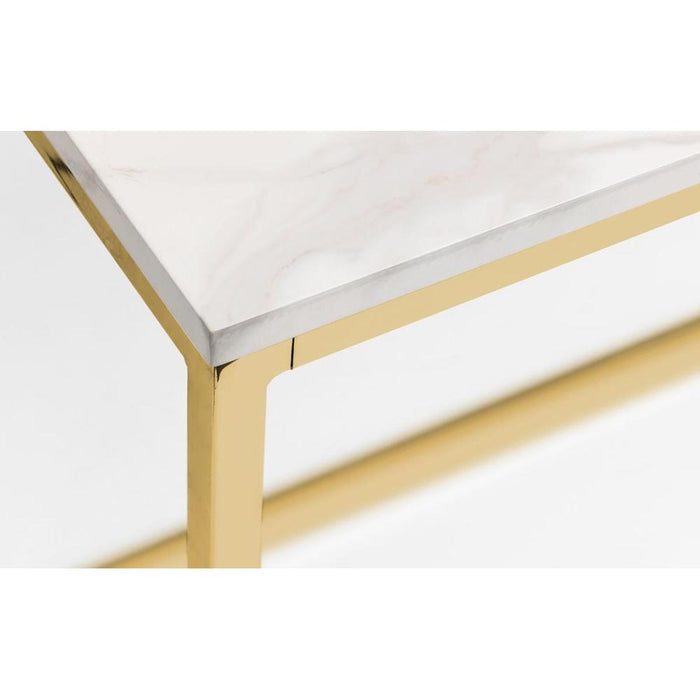 Scala White Marble Top Dining Table 80cm x 120cm Gold Effect Frame