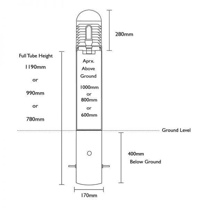 LEDifice Commercial Bollard Light Root Mounted 0.8m