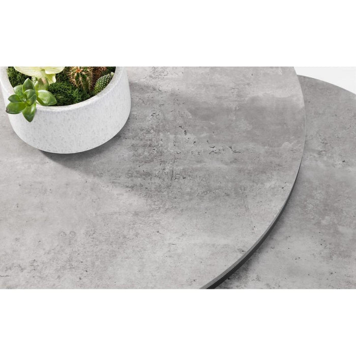 Staten Round Nesting Coffee Table Concrete Effect on Black Frame