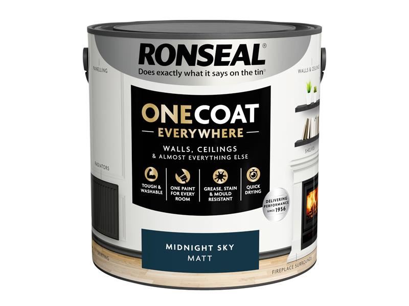 Ronseal One Coat Everywhere Interior Paint Midnight Sky Matt 2.5 litre Ronseal - Town Tools