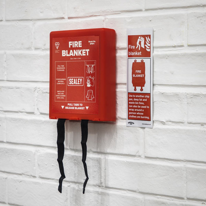 Sealey Safe Conditions Safety Sign Fire Blanket Rigid Plastic Pack of 10