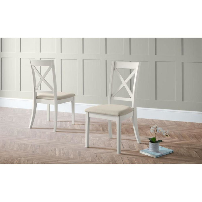 Provence Dining Chair Ivory Seat Pad on Grey Lacquered Frame