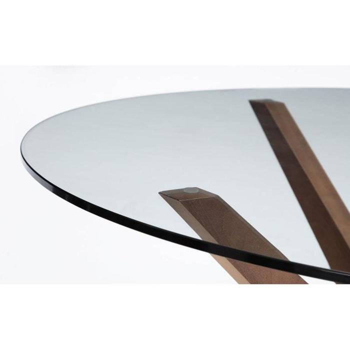 Chelsea Large Glass Top Dining Table 140cm Walnut Finish Legs