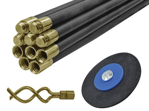 Faithfull Universal Drain Clean Set (10 x Rods Plunger & Worm) Faithfull - Town Tools