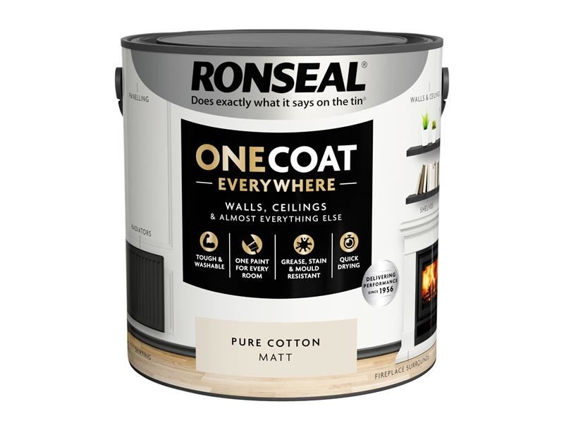 Ronseal One Coat Everywhere Interior Pure Cotton Matt 2.5 litre Ronseal - Town Tools