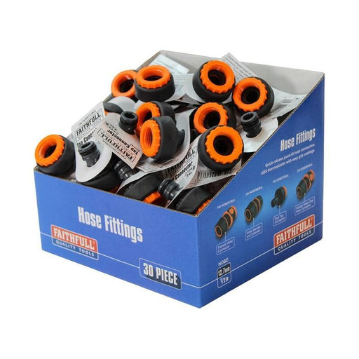 Faithfull Plastic Tap Hose Connector 1/2 & 3/4in (Box 30) Faithfull - Town Tools