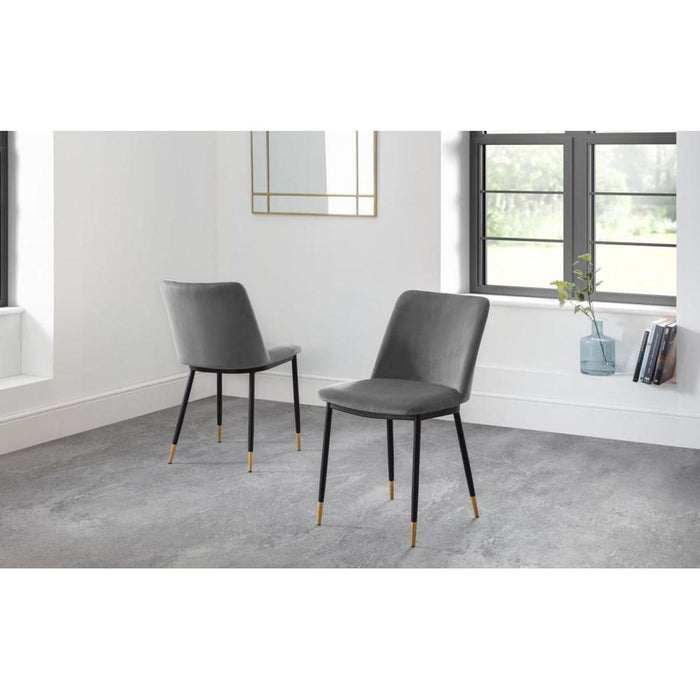 Delaunay Dining Chair Grey Velvet with Black Legs