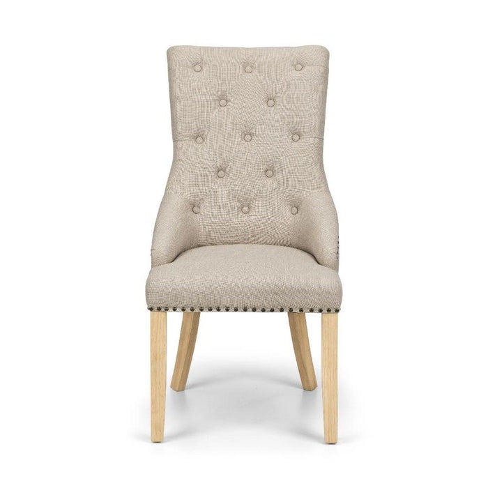 Loire Button Back Chair (Sold as a Pair) Oatmeal Linen Fabric