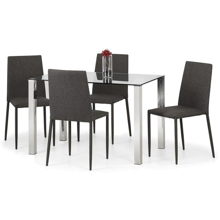 Jazz Stacking Chair Slate Grey Linen Fabric on Steel Frame