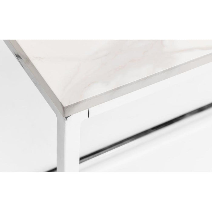 Scala White Marble Top Dining Table 80cm x 120cm Chrome Frame