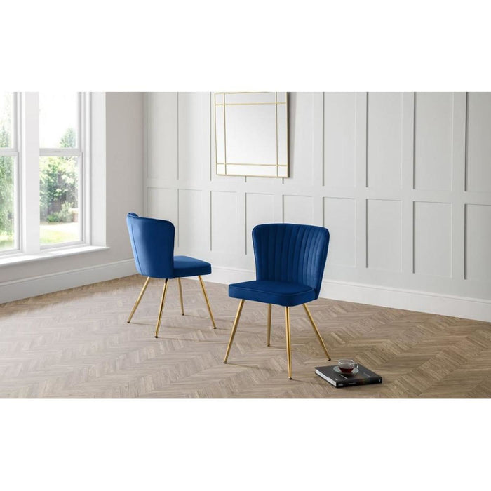 Cannes Dining Chair Blue Velvet & Gold Coloured Legs