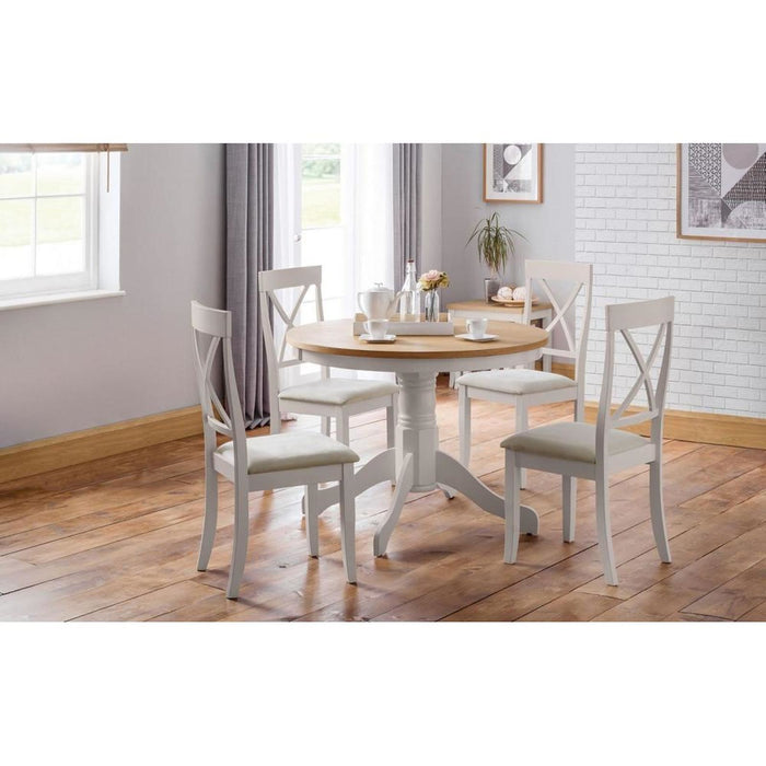 Davenport Round Pedestal Table  Oak Veneer Top & E. Grey Base