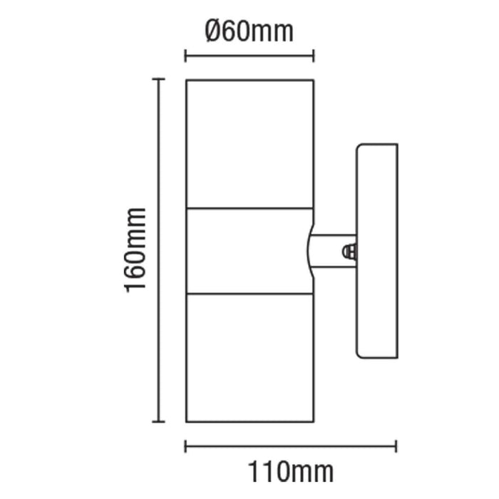 LED Twin Up/Down Wall Light Black