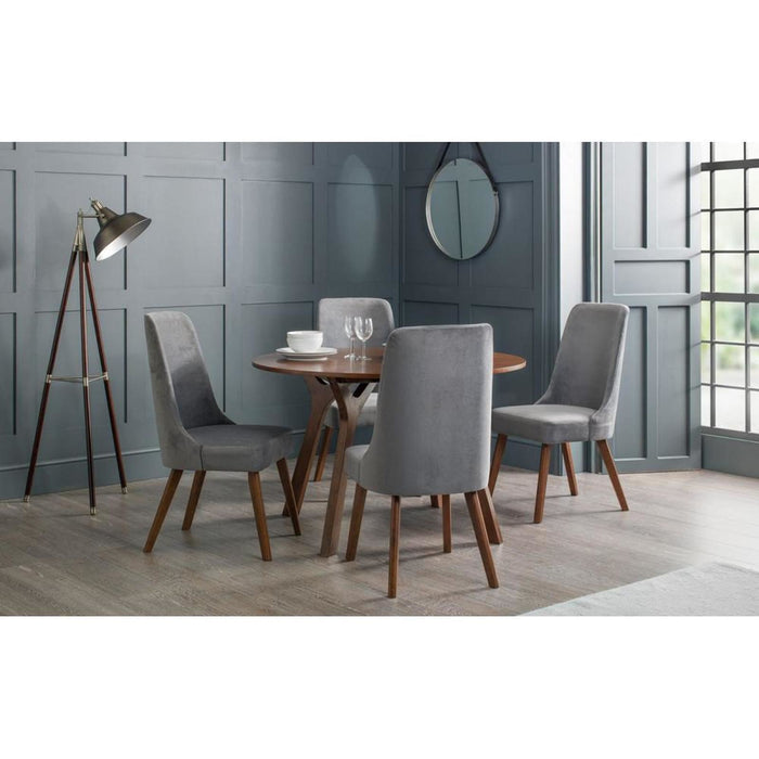 Huxley Chenille Dining Chair Dusk Grey Fabric Walnut Legs