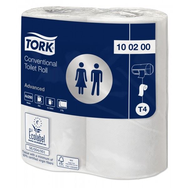 Tork 2 Ply Advanced Toilet Rolls - White - 36 Rolls of 200 Sheets