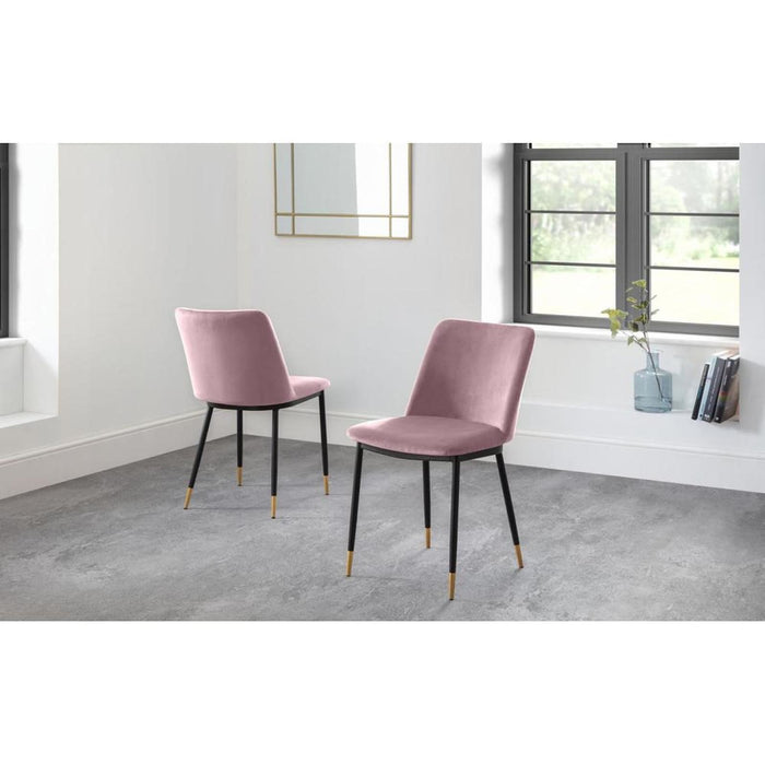 Delaunay Dining Chair Dusky Pink Velvet with Black Legs