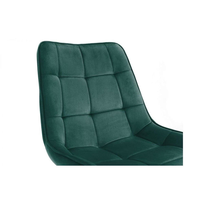 Hadid Dining Chair - Green Velvet Fabric, Black & Gold Steel Frame