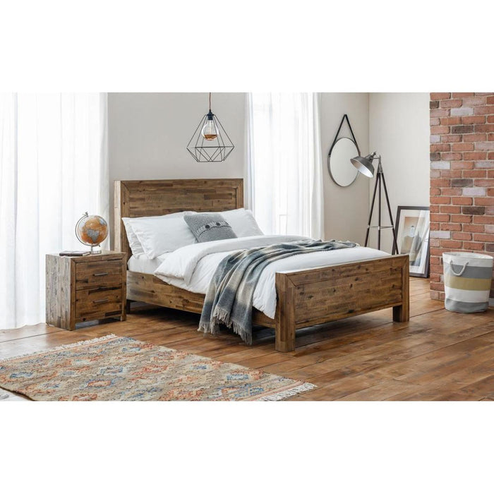 Hoxton 2 Drawer Bedside Unit Solid Acacia Rustic Oak Finish