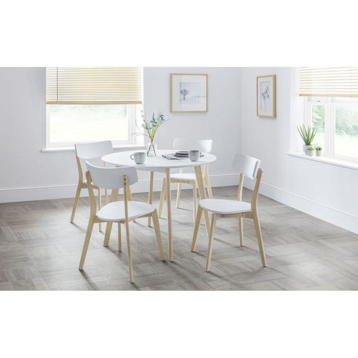 Casa Round Dining Table Matt White Top & Limed Oak Legs