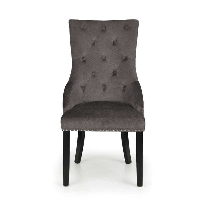 Veneto Knockerback Chair (Sold as a Pair) Grey Velvet Fabric