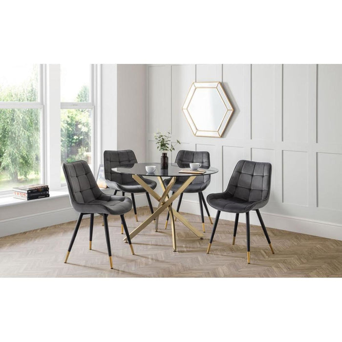 Montero Round Table 100cm Glass Top on Gold Coloured Base