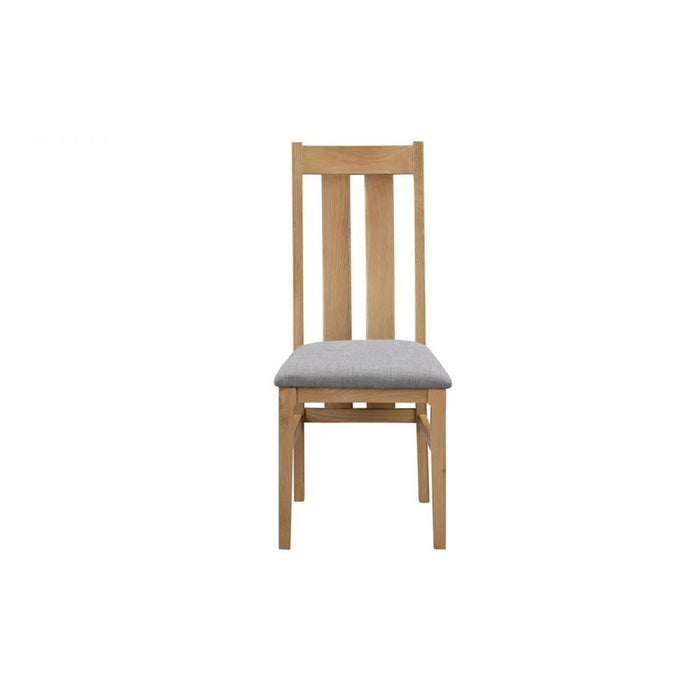 Cotswold Dining Chair Oak with Grey Linen Seat Pad
