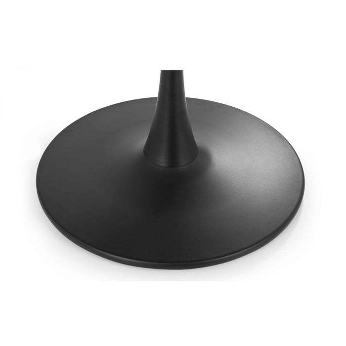 Holland Round Pedestal Table White Marble Finish with Black Leg