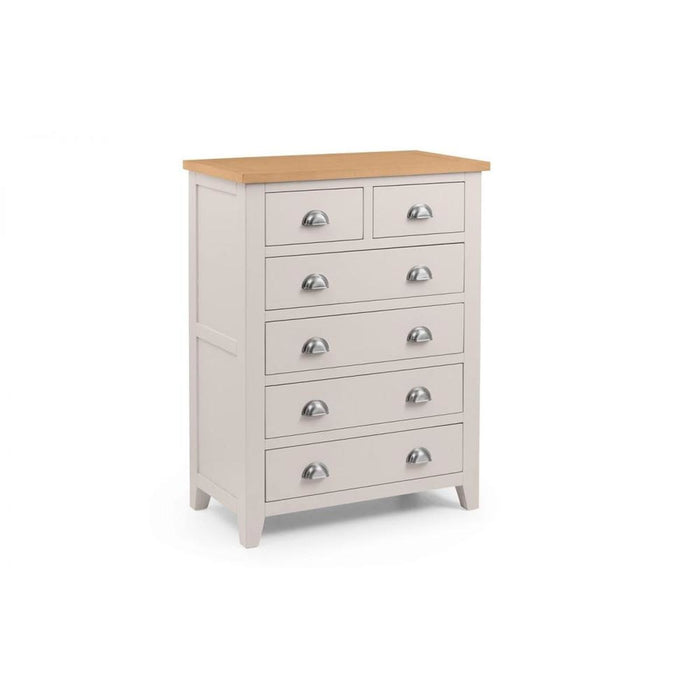 Richmond 4+2 Drawer Chest Unit Elephant Grey with Pale Oak Top